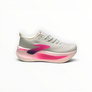 FWSports Shoes Glycerin Max 2 men's running shoes in grey with a vibrant pink and purple rocker midsole design.