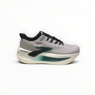 FWSports Shoes Glycerin Max 2 men's running shoes in grey with thick white cushioned midsole and black laces.