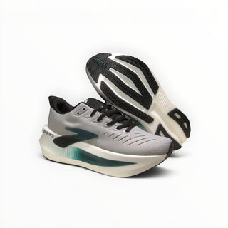 FWSports Shoes Glycerin Max 2 grey running shoes with thick cushioned soles and black laces on a white background.