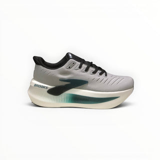 FWSports Shoes Glycerin Max 2 men's running shoes in grey with thick white cushioned midsole and black accents.