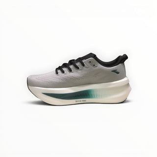 FWSports Shoes Glycerin Max 2 grey running shoes with thick cushioned midsole and black laces, side profile view