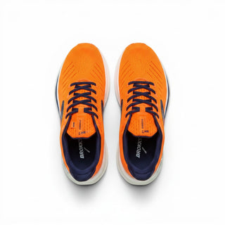 FWSports Shoes Glycerin Max 2 men's running shoes in bright orange with plush cushioning and dark blue accents.