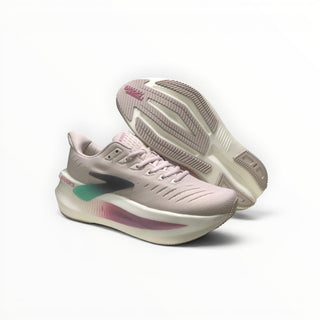 FWSports Shoes Glycerin Max 2 women's running shoes in light pink with thick cushioned soles and GlideRoll rocker design.