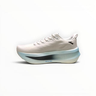 FWSports Shoes Glycerin Max 2 women's running shoes in white and blue with high-stack plush cushioning.