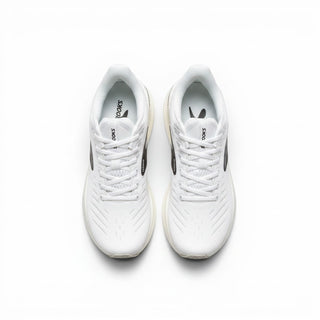 FWSports Shoes Glycerin Max 2 women's running shoes in white and black with plush cushioned soles, top-down view.