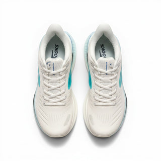 FWSports Shoes Glycerin Max 2 men's running shoes in white and blue with plush cushioning and a smooth rocker sole.