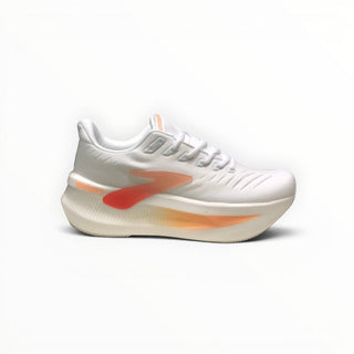 FWSports Shoes Glycerin Max 2 men's running shoes in white with orange accents, featuring plush stacked cushioning.