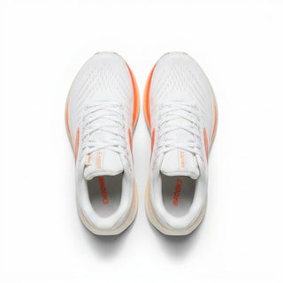 FWSports Shoes Glycerin Max 2 women's running shoes in white with orange accents, top-down view.