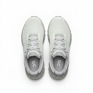FWSports Shoes On Running Cloudmonster Void grey mesh running sneakers with cushioned soles, top-down view.