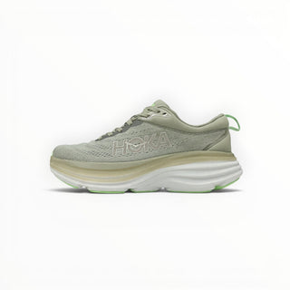 FWSports Shoes Hoka Bondi 8 men's running shoe in olive haze and mercury with a thick cushioned foam midsole.