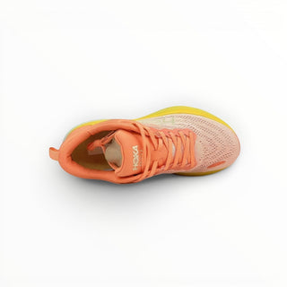 FWSports Shoes Hoka Bondi 8 women's running shoe in bright orange with breathable mesh upper and cushioned midsole