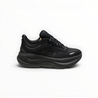 FWSports Shoes Hoka Bondi 9 men's running shoe in all-black with breathable mesh upper and thick cushioned midsole.