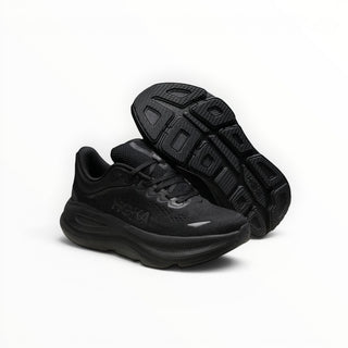 FWSports Shoes Hoka Bondi 9 men's running shoes in black with plush cushioning and durable rubber outsole