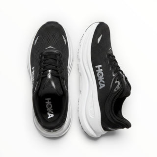 FWSports Shoes Hoka Bondi 9 men's running shoes in black and white with plush cushioning and mesh upper