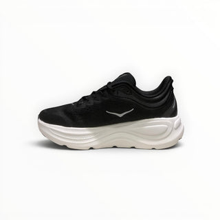 FWSports Shoes women's Hoka Bondi 9 running shoe in black mesh with a thick white cushioned EVA midsole
