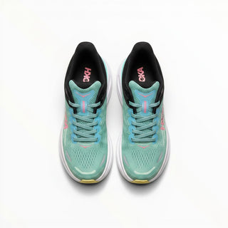 FWSports Shoes Hoka Bondi 9 men's running shoes in green and light blue with plush cushioning and mesh upper