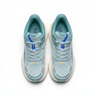 FWSports Shoes Womens Hoka Bondi 9 running shoes in light blue with orange accents and plush cushioned soles