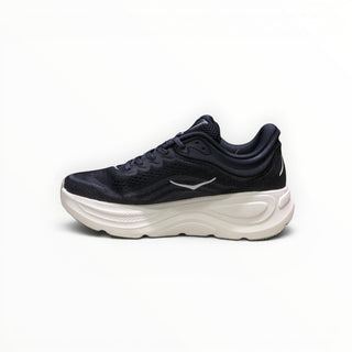 FWSports Shoes Hoka Bondi 9 men's running shoe in naval blue with a thick white cushioned midsole and mesh upper.