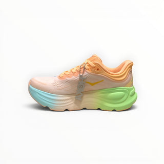 FWSports Shoes Hoka Bondi 9 mens running shoe in orange and green with plush cushioning and mesh upper