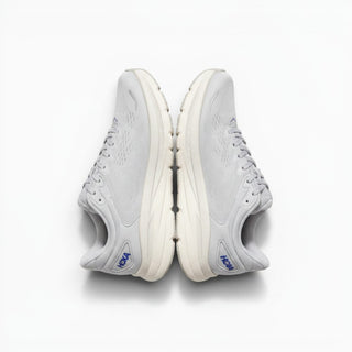 FWSports Shoes Hoka Bondi 9 men's running shoes in white and blue with mesh upper and plush cushioned midsole.