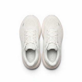 FWSports Shoes Hoka Bondi 9 men's running shoes in all white with breathable mesh upper and plush cushioned sole