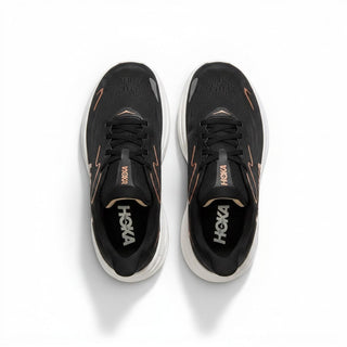 FWSports Shoes Womens Hoka Clifton 10 running shoes in black and brown with breathable mesh and cushioned white sole