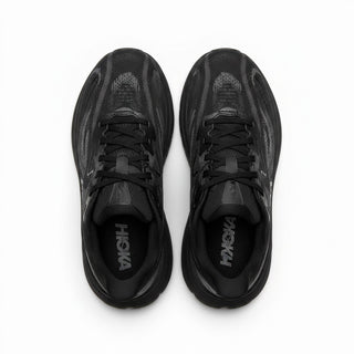 FWSports Shoes Womens Hoka Clifton 10 running shoes in black with breathable mesh upper and cushioned EVA midsole