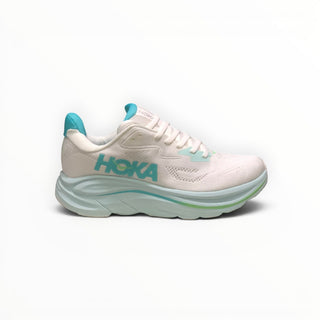 FWSports Shoes Hoka Clifton 10 men's running shoe in light blue and white with breathable mesh and thick EVA midsole.
