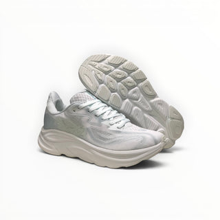 FWSports Shoes Women's Hoka Clifton 10 running shoes in blue and white with breathable mesh and thick EVA midsole.