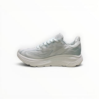 FWSports Shoes women's Hoka Clifton 10 running shoe in blue and white with breathable mesh and thick EVA midsole.
