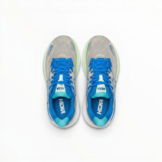 FWSports Shoes women's Hoka Clifton 10 running shoes in grey and blue with breathable mesh and cushioned soles