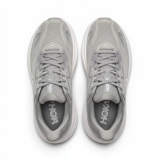 FWSports Shoes Hoka Clifton 10 men's running shoes in grey with breathable mesh upper and cushioned EVA midsole.