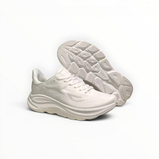 FWSports Shoes Hoka Clifton 10 men's running shoe in white with breathable mesh upper and thick cushioned sole