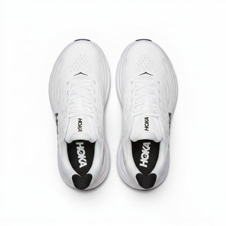 FWSports Shoes Hoka Clifton 10 men's running shoes in white with black accents, top-down view showing mesh upper.