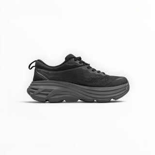 FWSports Shoes Hoka Clifton 8 men's running shoe in black with breathable mesh upper and thick cushioned foam midsole.