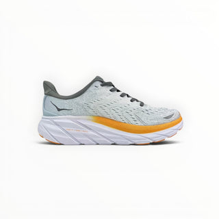 FWSports Shoes Hoka Clifton 8 women's running shoe in celeste yellow with a thick white cushioned midsole.
