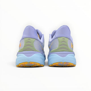 Rear view of FWSports Shoes HOKA CLIFTON 8 women's running shoes in baby lavender with a flared heel collar.