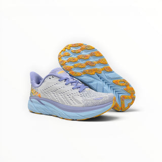 FWSports Shoes HOKA Clifton 8 women's running shoes in baby lavender with engineered mesh and cushioned orange-tread sole