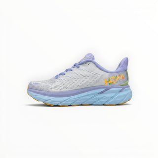 FWSports Shoes HOKA Clifton 8 women's running shoe in baby lavender with engineered mesh and cushioned midsole.
