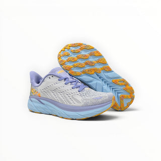 FWSports Shoes HOKA Clifton 8 men's running shoes in baby lavender with engineered mesh and cushioned orange sole