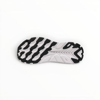 FWSports Shoes Hoka Clifton 8 running shoe outsole in black and white featuring a durable tread pattern.