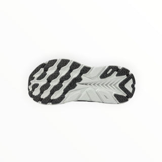 FWSports Shoes Hoka Clifton 8 running shoe outsole in grey, white, and black with high abrasion rubber grip zones