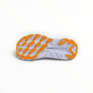 FWSports Shoes Hoka Clifton 8 women's running shoe outsole in white and celeste yellow with high-traction tread pattern