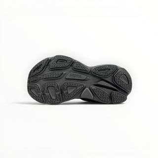 FWSports Shoes Hoka Clifton 8 black running shoe showing the durable rubber Durabrasion outsole tread pattern.