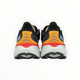 Rear view of FWSports Shoes Hoka Clifton 8 men's running shoes featuring a grey, white, and black mesh design.