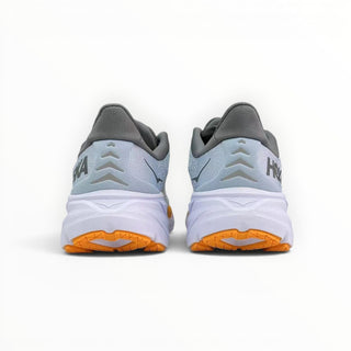 FWSports Shoes Hoka Clifton 8 women's running shoes in celeste yellow, showing the rear view with cushioned soles.