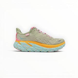 FWSports Shoes Hoka Clifton 8 men's running shoes in seaweed and green tea with a speckled cushioned midsole.