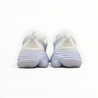 Rear view of FWSports Shoes Hoka Clifton 8 women's running shoes in white with thick cushioned foam soles