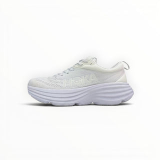 FWSports Shoes Hoka Clifton 8 men's running shoe in all-white with engineered mesh upper and thick cushioned midsole.
