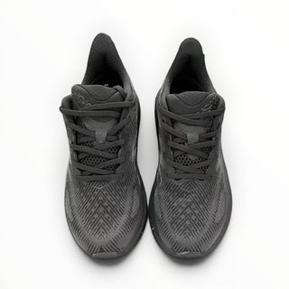 FWSports Shoes Hoka Clifton 9 women's running shoes in all black with breathable engineered mesh and lace-up design.
